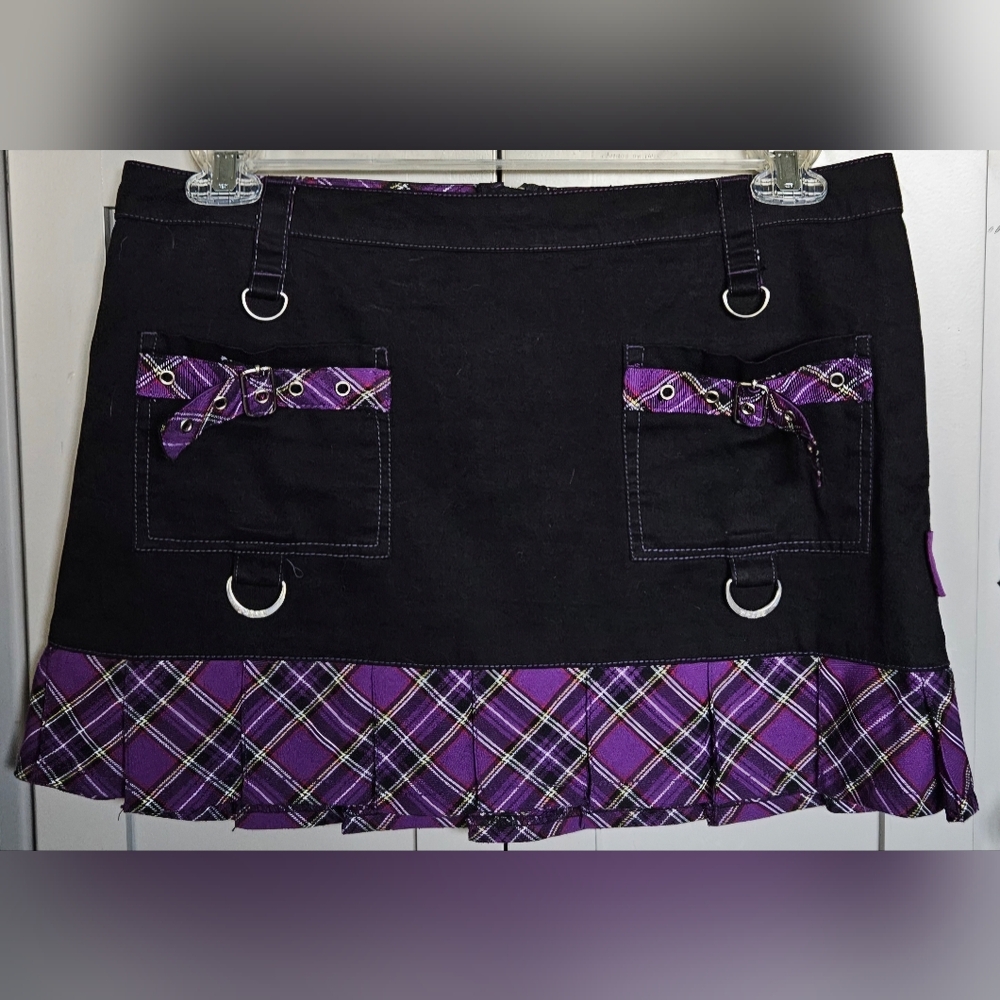 Vintage Tripp NYC Purple Plaid Mini Skirt with Pockets NWOT Y2K